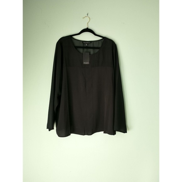 Eloquii Womens Semi Sheer Shirt Size 22 Black Career Office Witchcore Flowy NWT - Picture 1 of 6